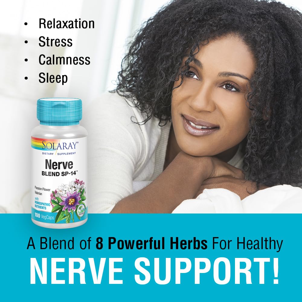 SOLARAY Nerve Blend SP-14 label highlighting ingredients and potency