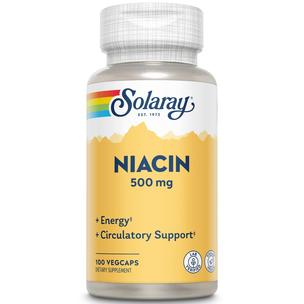 SOLARAY Niacin 500mg bottle front for daily skin and circulation support