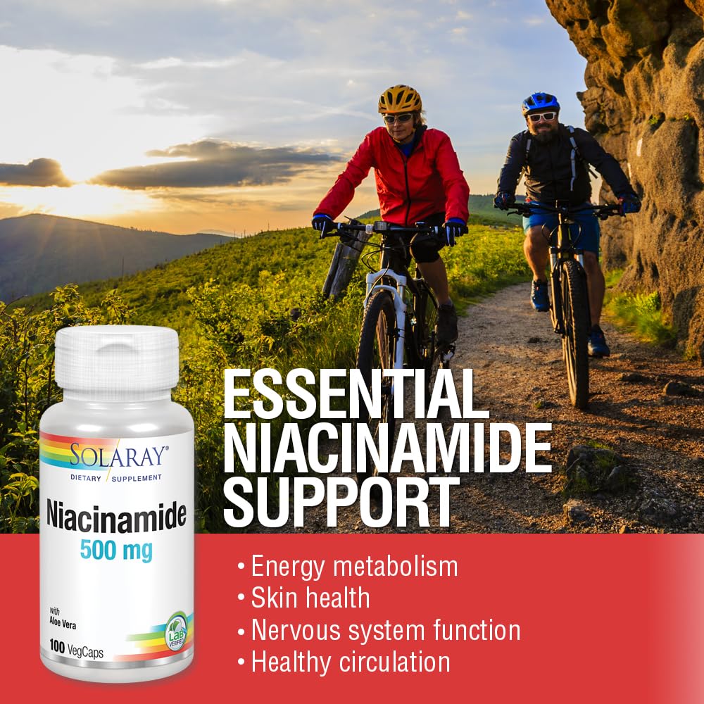 Pouring SOLARAY Niacinamide 500 mg capsules for easy daily use