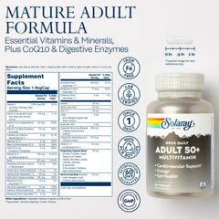 Solaray Once Daily 50+ capsules close-up for easy swallowing and daily support.