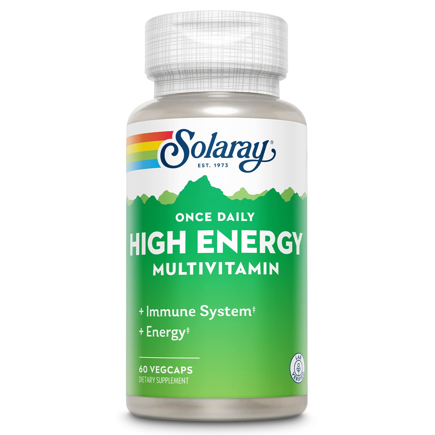 SOLARAY once-daily multivitamin bottle showing energy support for adults