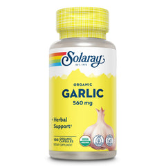 SOLARAY Organic Garlic Pills bottle close-up for daily wellness support