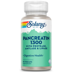Solaray Pancreatin 1300 bottle supports post-meal protein and fat digestion