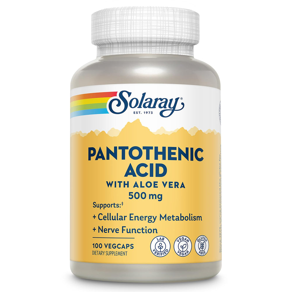 SOLARAY Pantothenic Acid 500mg bottle for everyday wellness