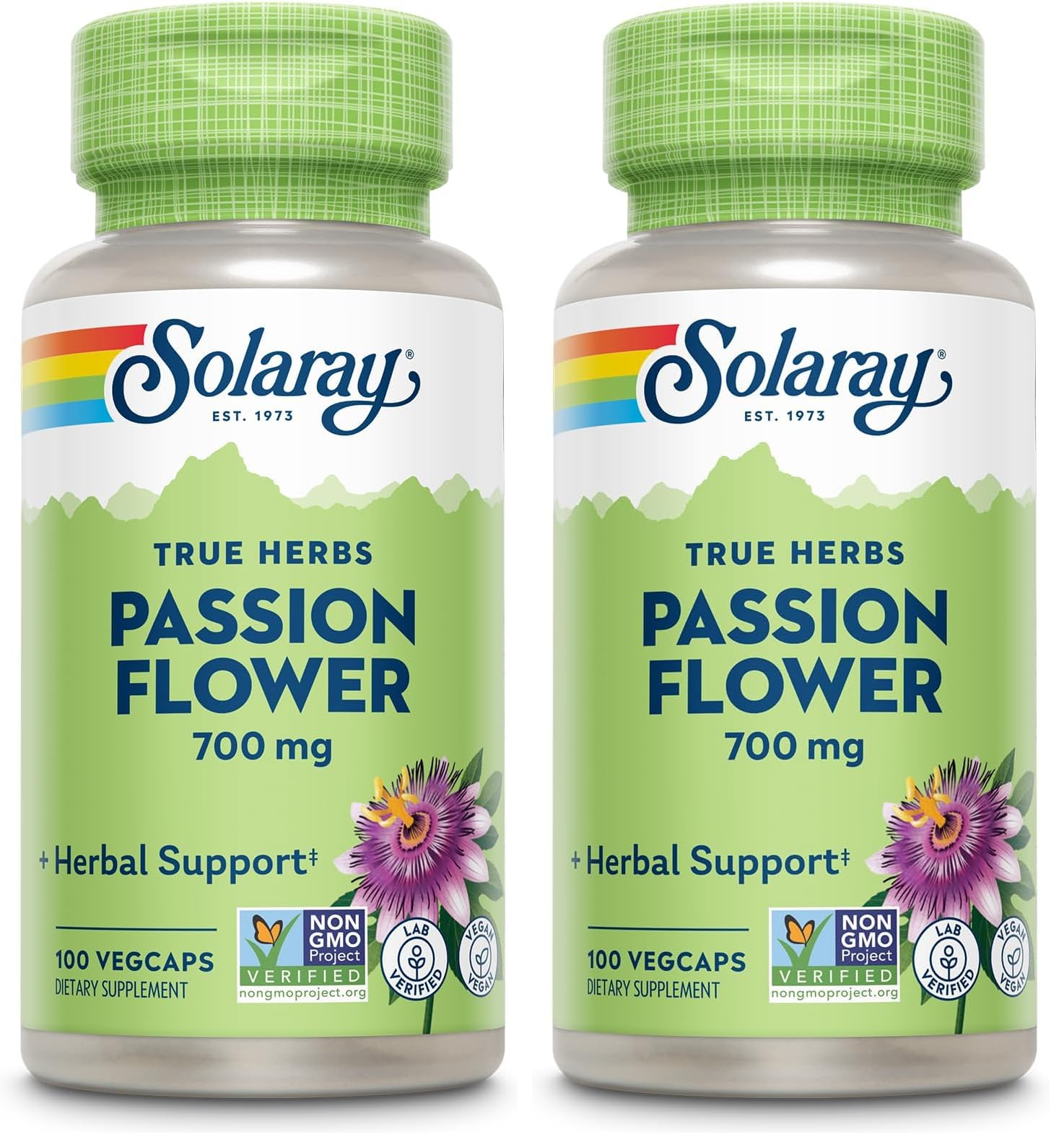 SOLARAY Passion Flower capsules bottle front for soothing routines