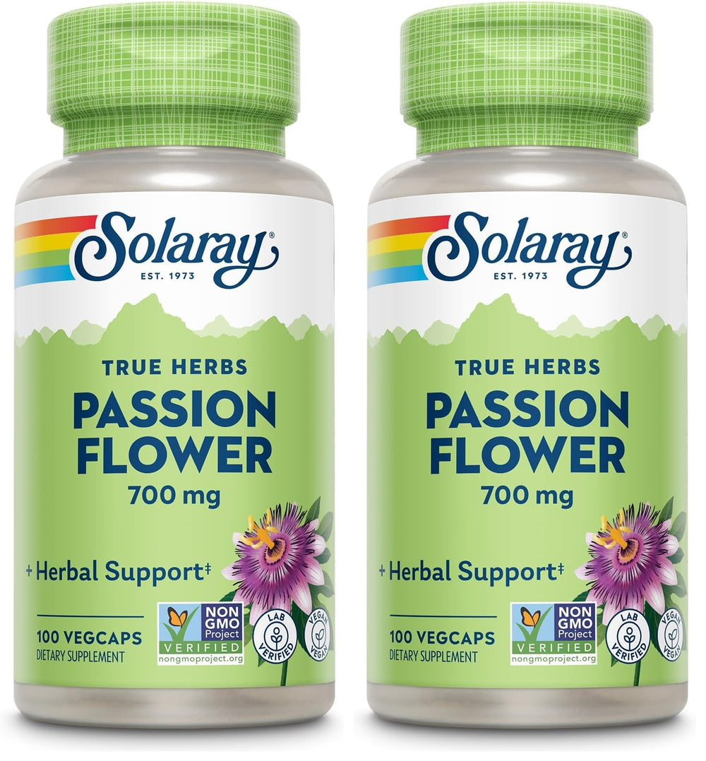 SOLARAY Passion Flower capsules bottle front for soothing routines