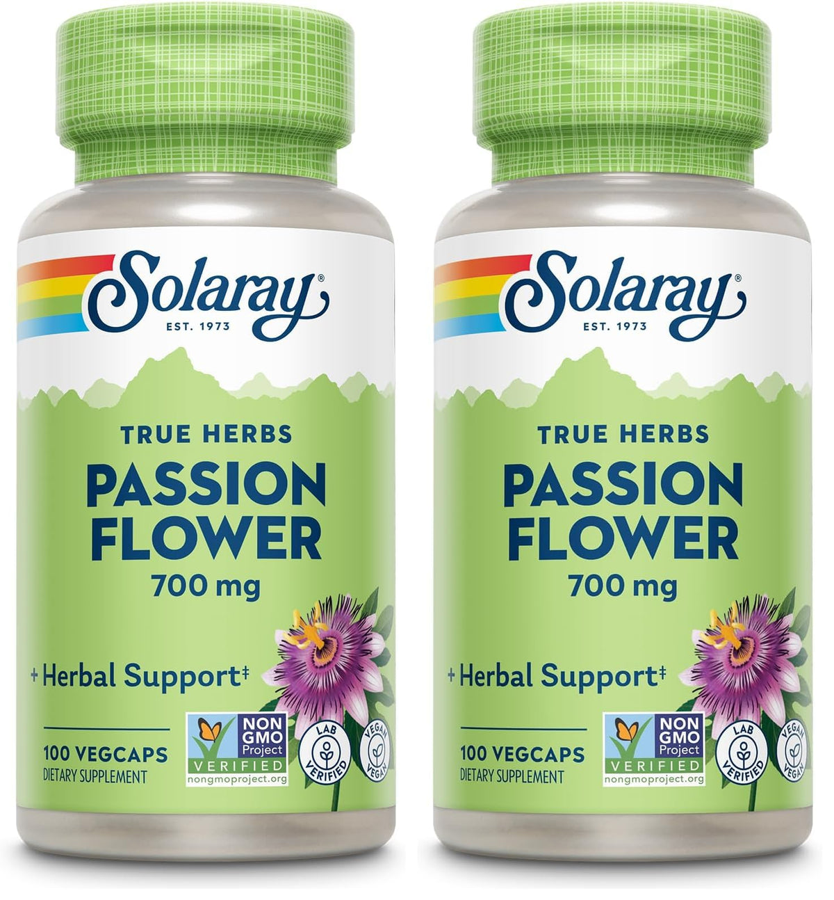 SOLARAY Passion Flower capsules bottle front for soothing routines
