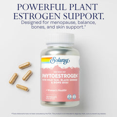 SOLARAY PhytoEstrogen label detail highlights diosgenin content clarity.