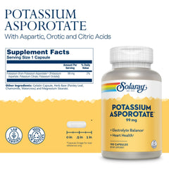 Solaray Potassium Asporotate capsules close-up highlighting compact capsules for daily use