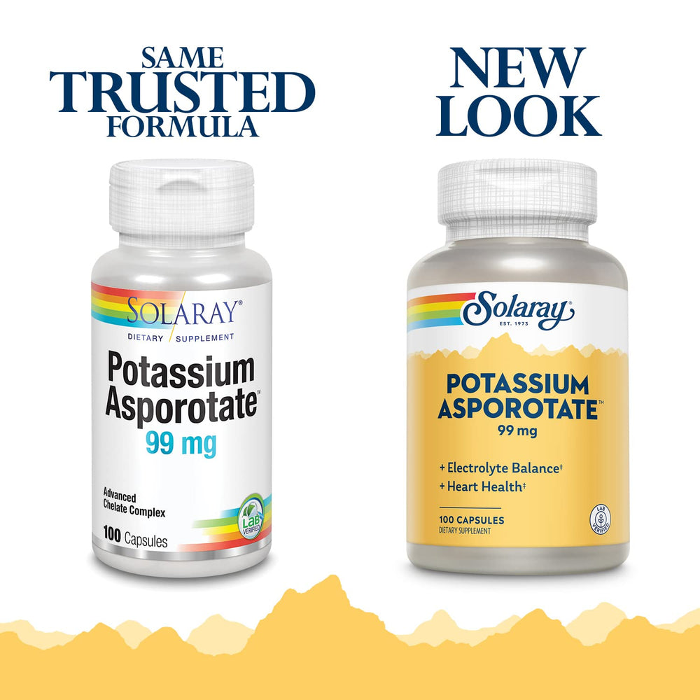 Solaray Potassium Asporotate label panel noting chelated absorption and bottle details