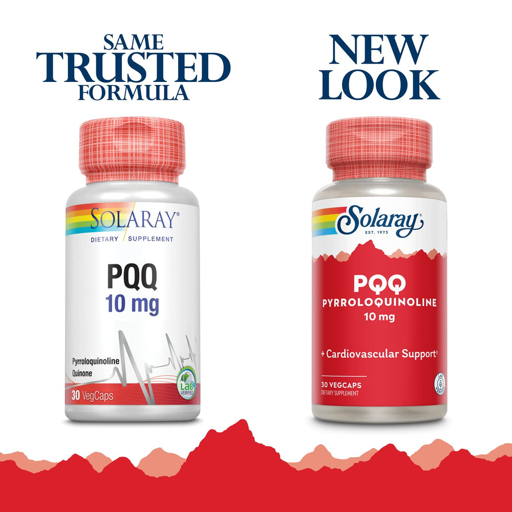 SOLARAY PQQ 10 mg VegCaps bottle with capsules; supports healthy energy metabolism