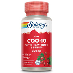 SOLARAY Pure CoQ-10 200 mg bottle with capsules for heart health support