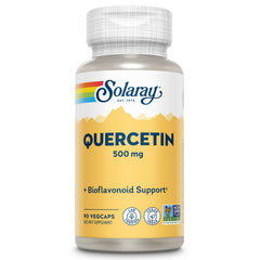 SOLARAY Quercetin 500mg bottle label close-up for daily wellness support.