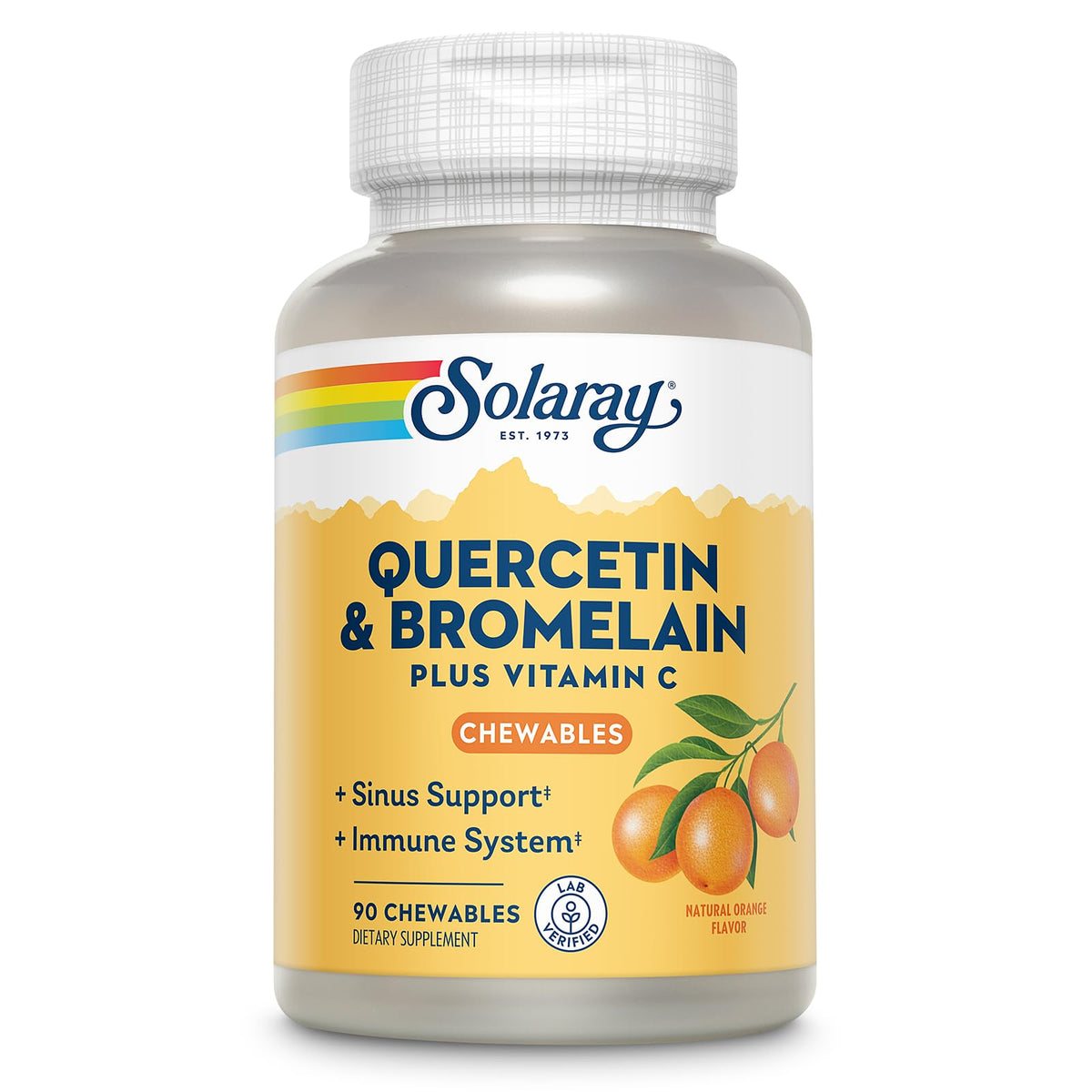 SOLARAY Quercetin chewables bottle close-up for immune support