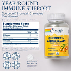 SOLARAY Quercetin bromelain vitamin C chews in orange flavor for daily wellness