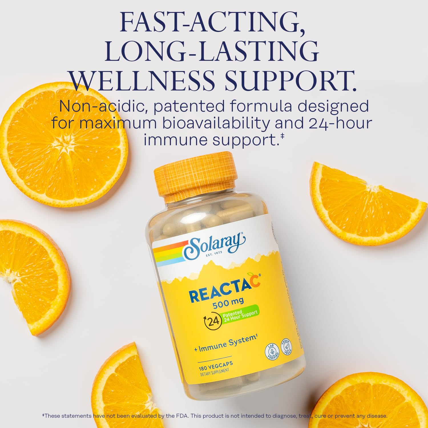 Close-up of SOLARAY Reacta-C bottle cap for convenient daily supplementation.