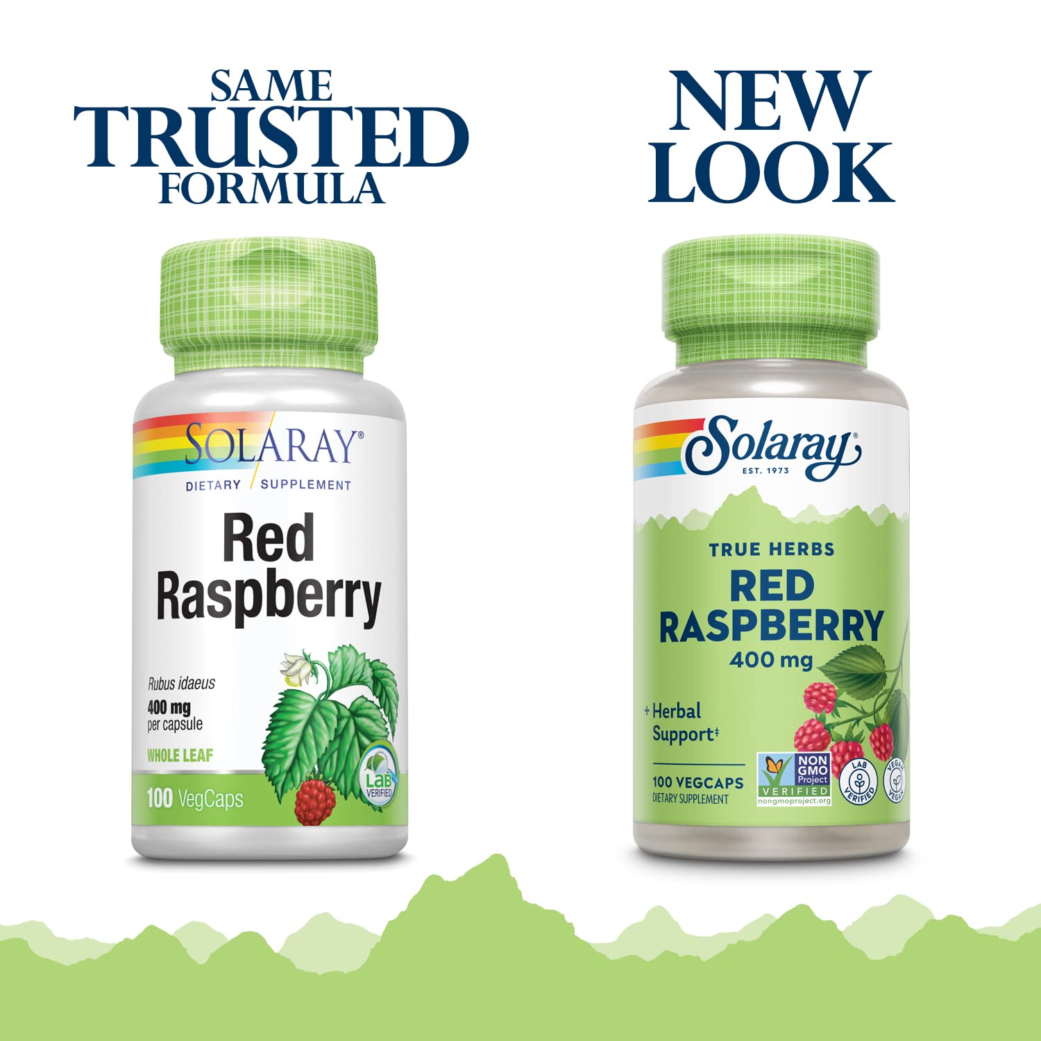 SOLARAY Red Raspberry Leaves capsules pack for daily use in maternal wellness routines.
