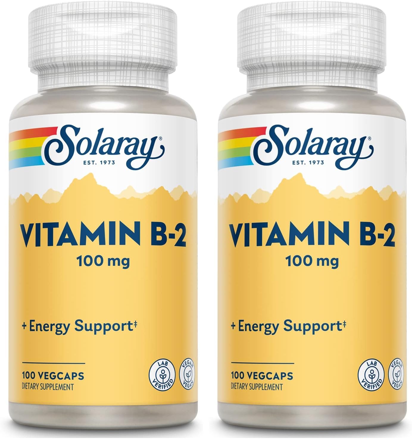 SOLARAY Riboflavin B2 bottle with Aloe Vera supports energy and radiant skin