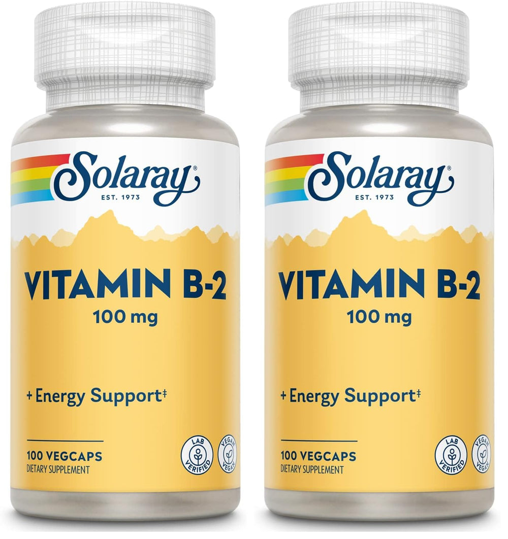 SOLARAY Riboflavin B2 bottle with Aloe Vera supports energy and radiant skin