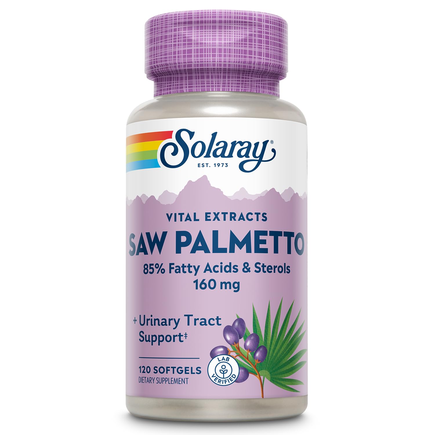 SOLARAY Saw Palmetto Extract bottle with softgels for urinary support