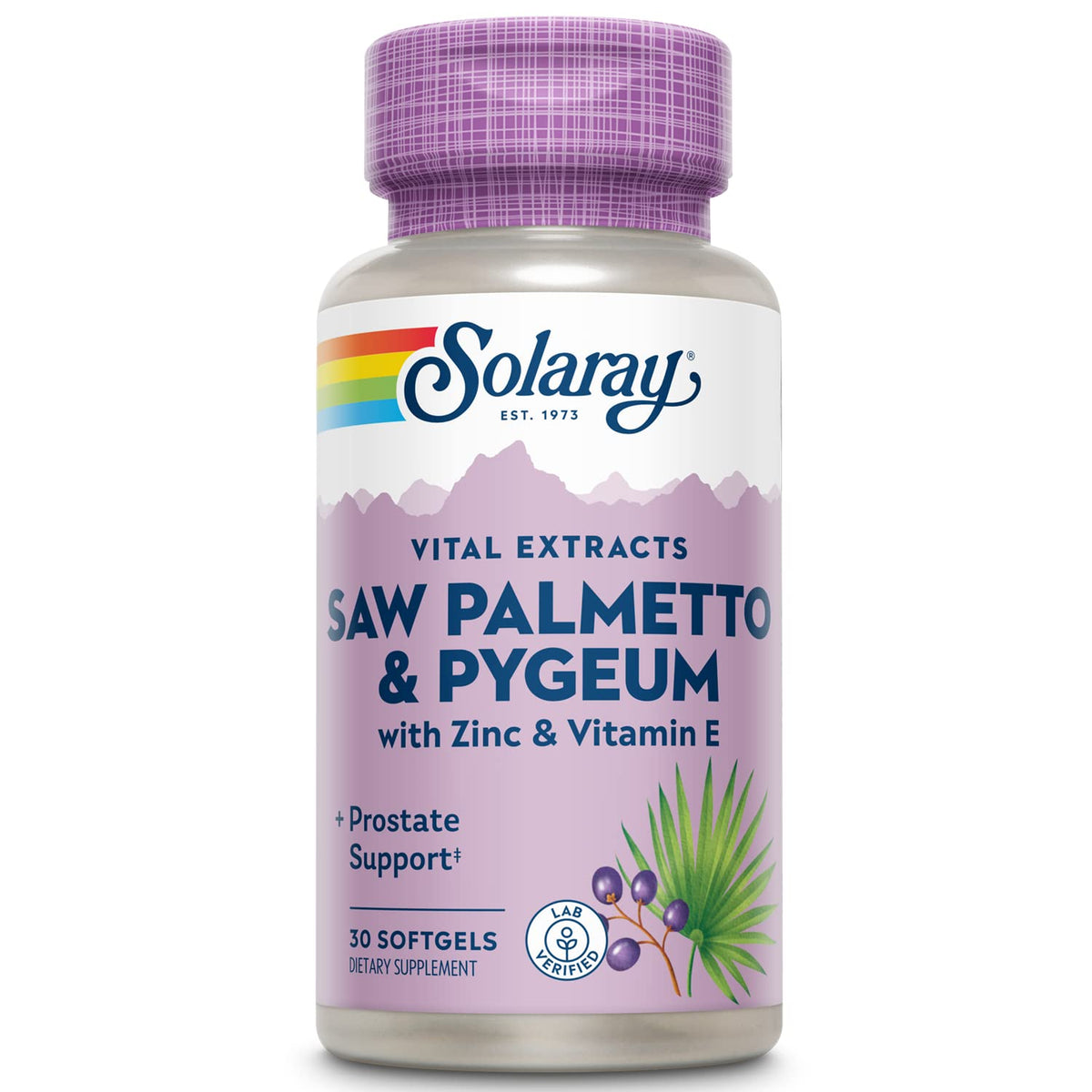 SOLARAY Saw Palmetto Pygeum bottle promoting prostate support and urinary comfort