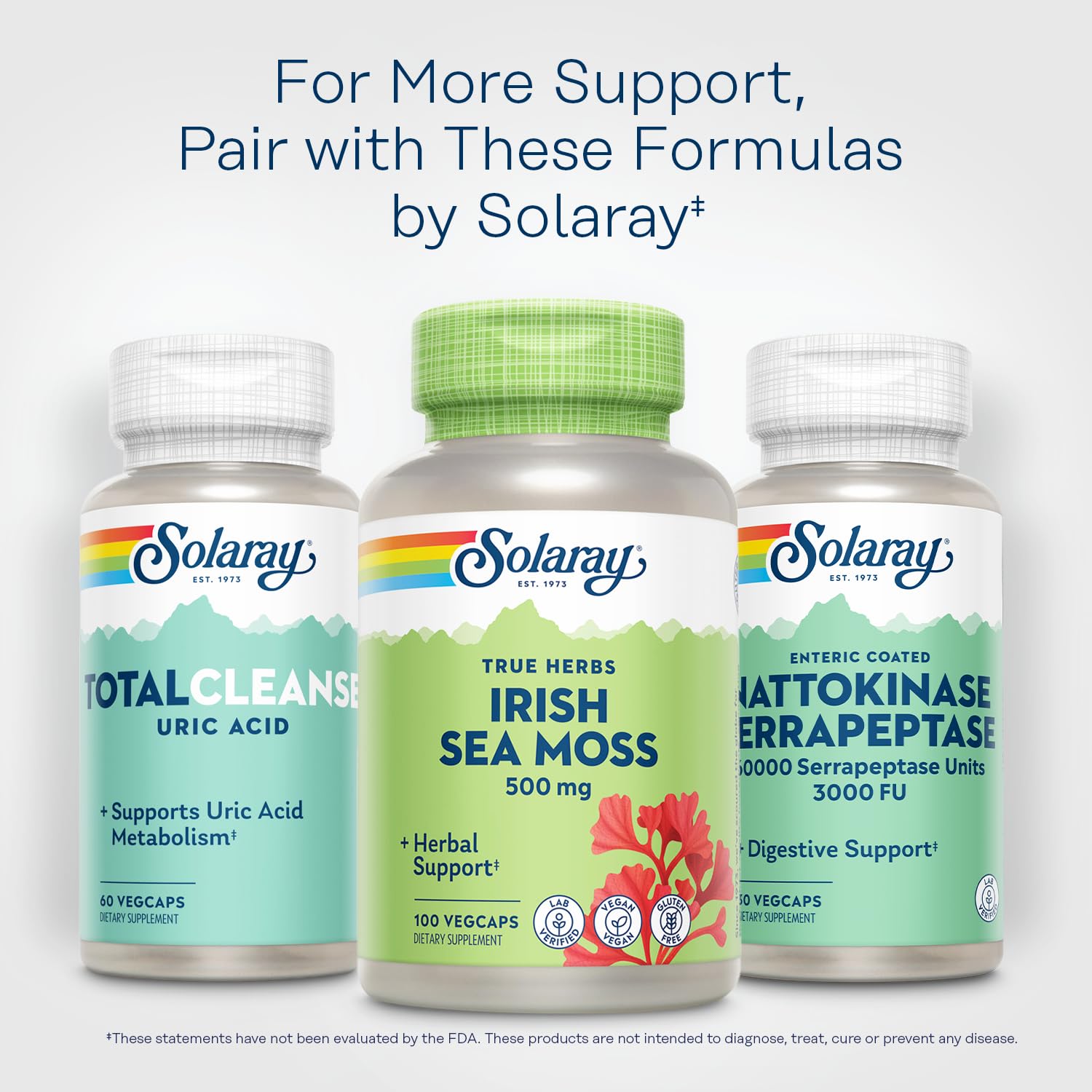 SOLARAY sea moss capsules pour for convenient daily use.