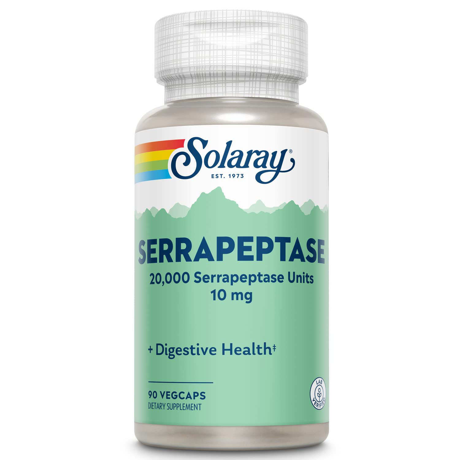 SOLARAY Serrapeptase 10 mg VCapsules bottle front view highlighting nutritive support.