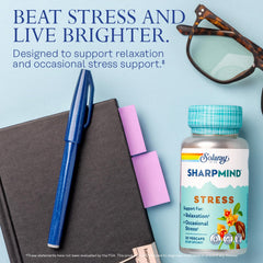SOLARAY SharpMind Ashwagandha dosage display suggesting stress resilience.