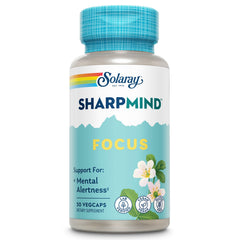 SOLARAY SharpMind Focus capsule close-up for mental clarity support.