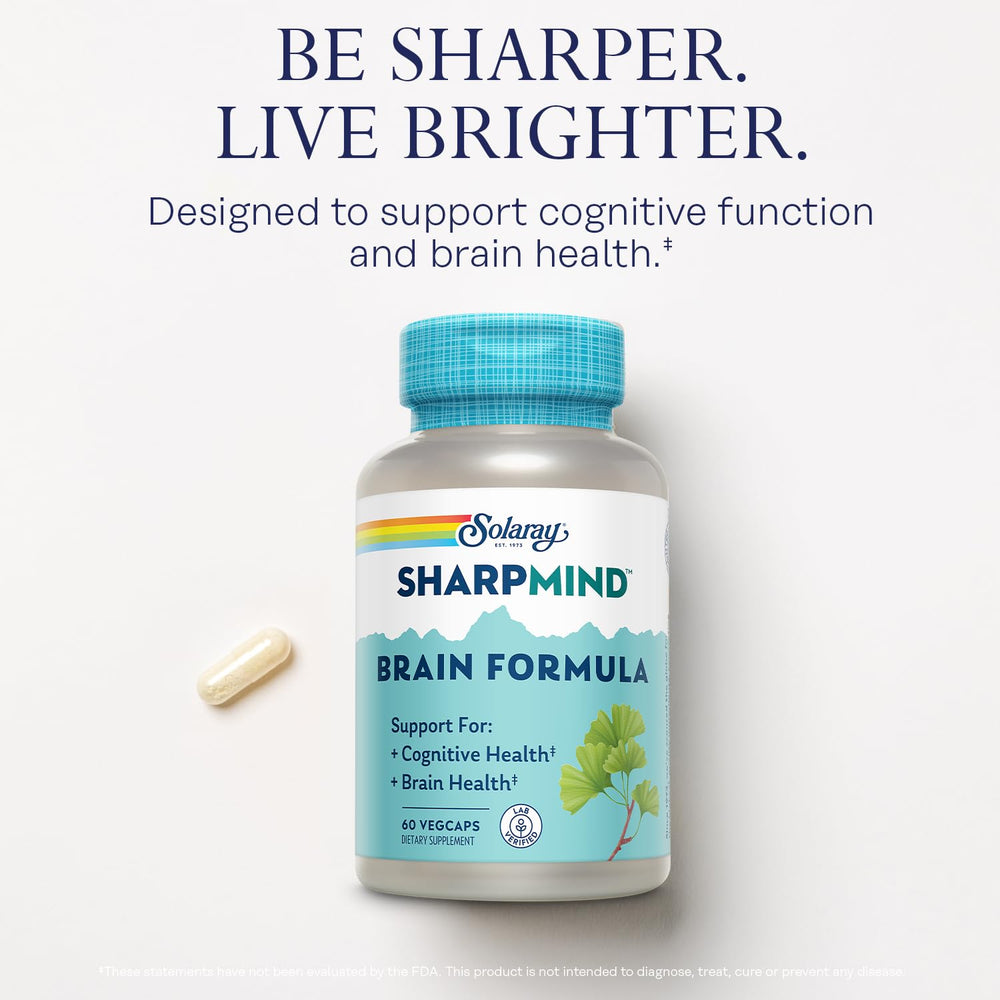 SOLARAY SharpMind with Ginkgo image suggests cognitive support potential