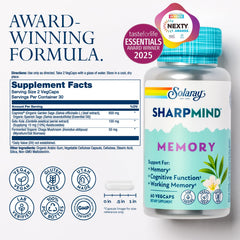SOLARAY SharpMind vegan capsules are easy to swallow for focused mornings.
