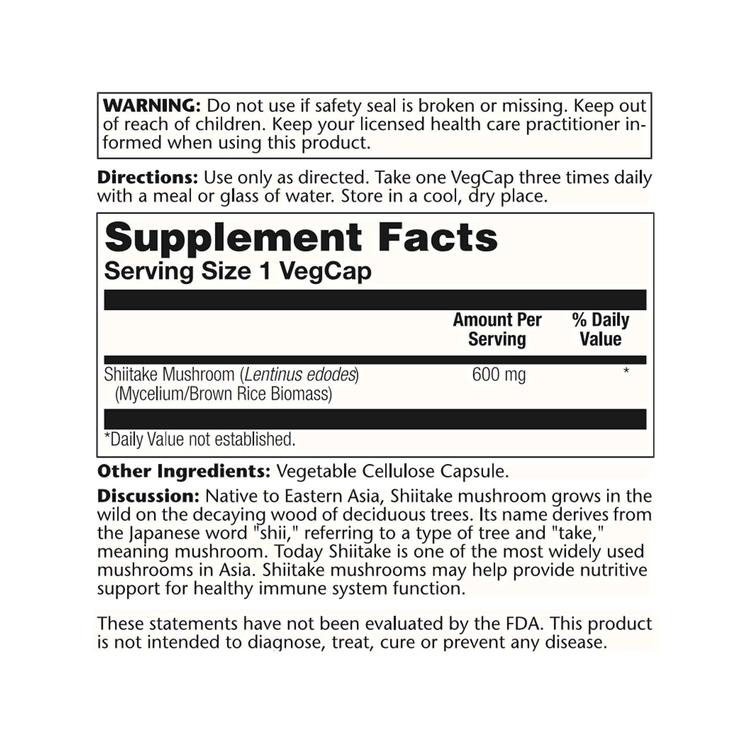 SOLARAY shiitake mushroom slices image, highlighting natural ingredients for culinary or supplement use.