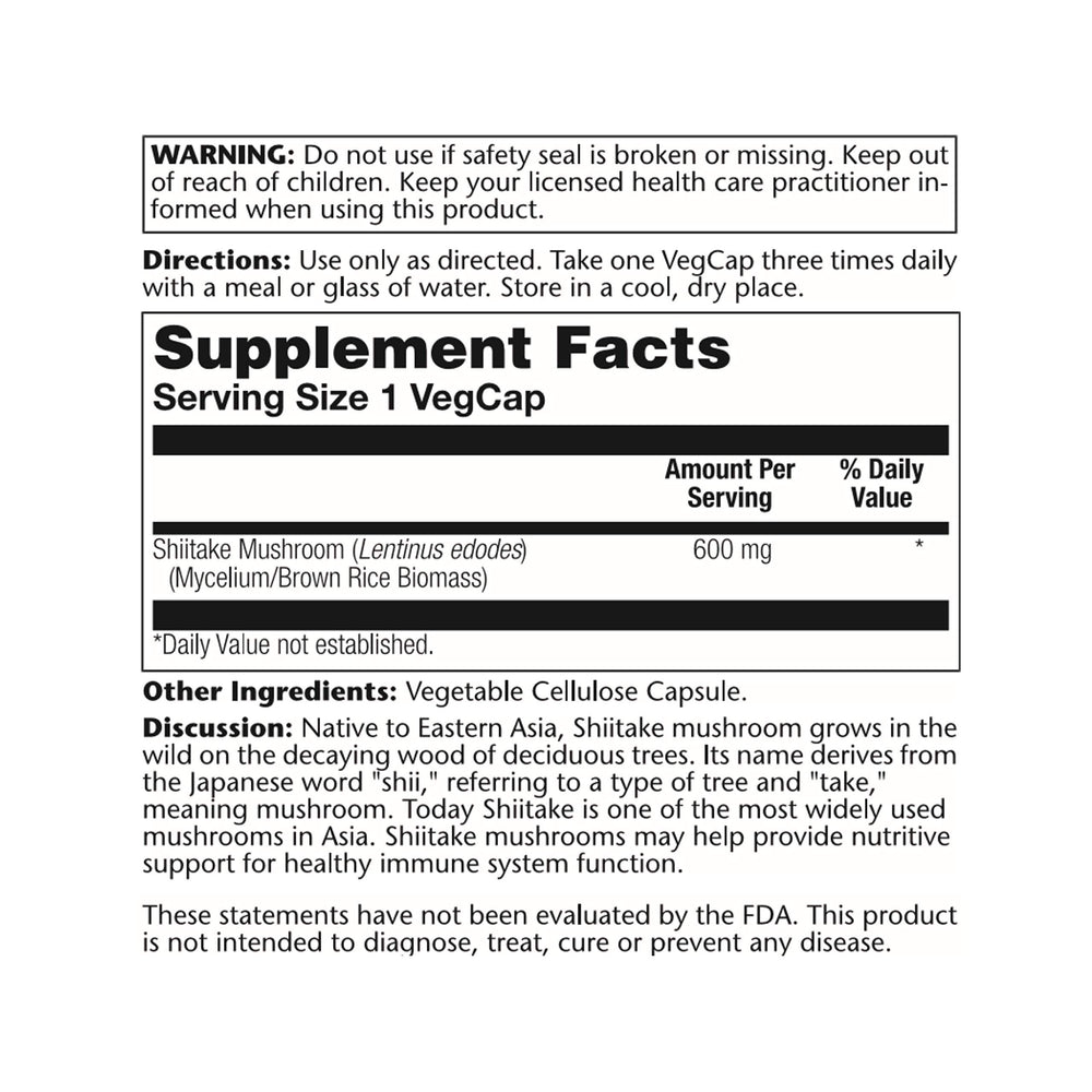SOLARAY shiitake mushroom slices image, highlighting natural ingredients for culinary or supplement use.