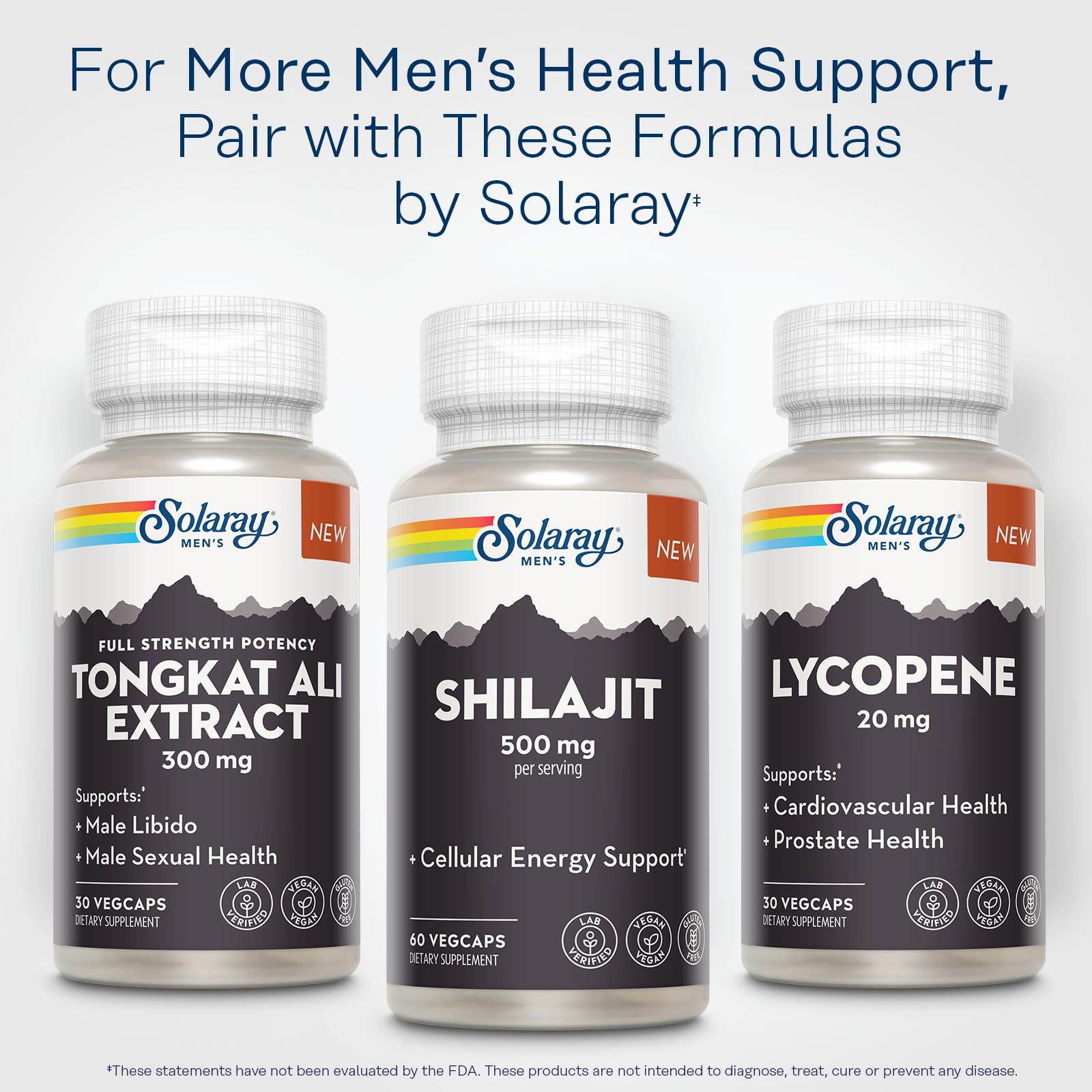 SOLARAY Shilajit 500 mg health capsules scene communicates routine vitality support.