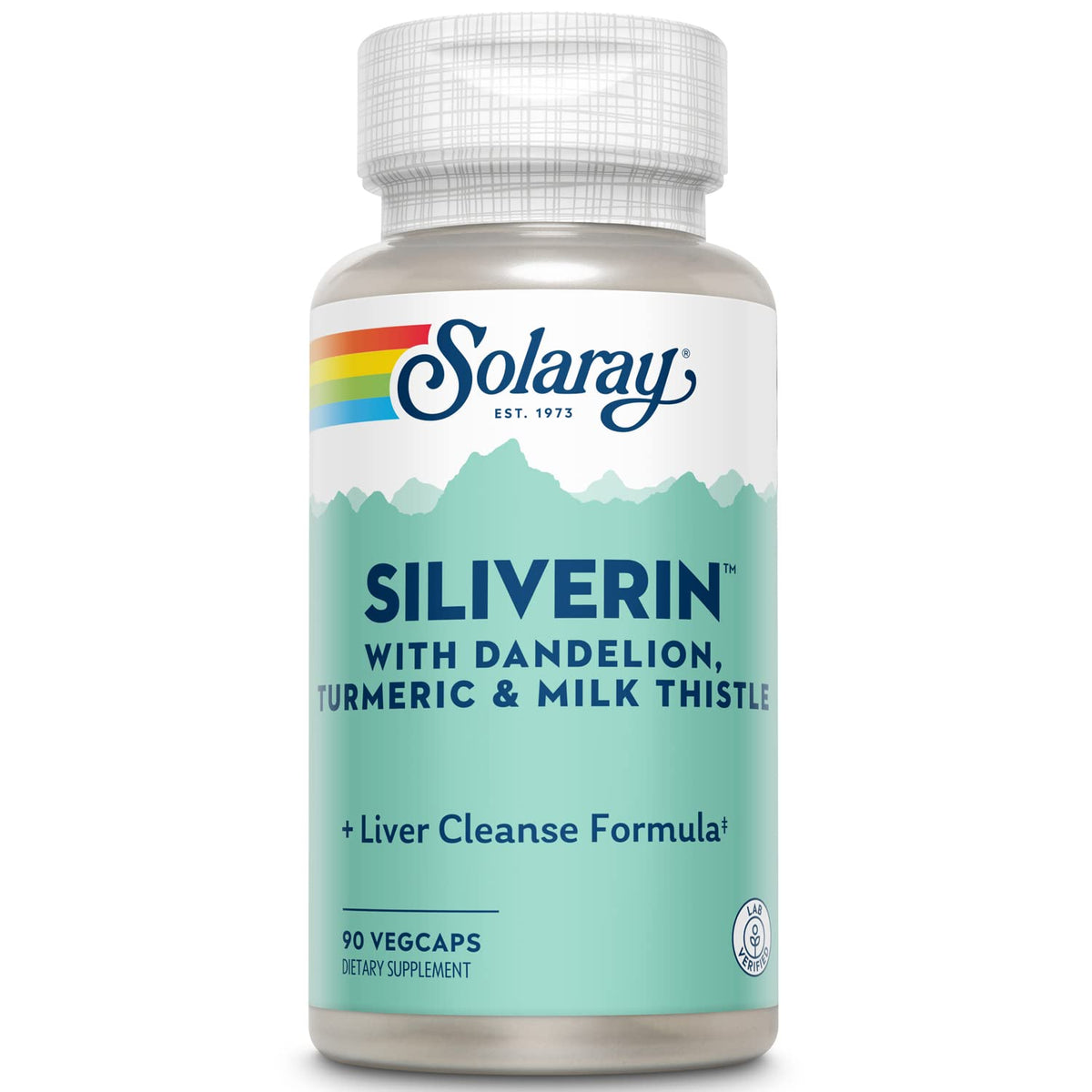 Solaray Siliverin bottle front with 90 veggie capsules