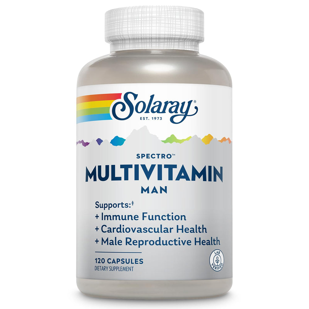 SOLARAY Spectro Men bottle front label showing packaging for daily energy support.