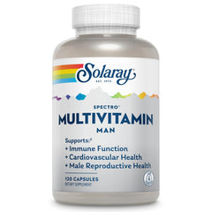 SOLARAY Spectro Men bottle front label showing packaging for daily energy support.