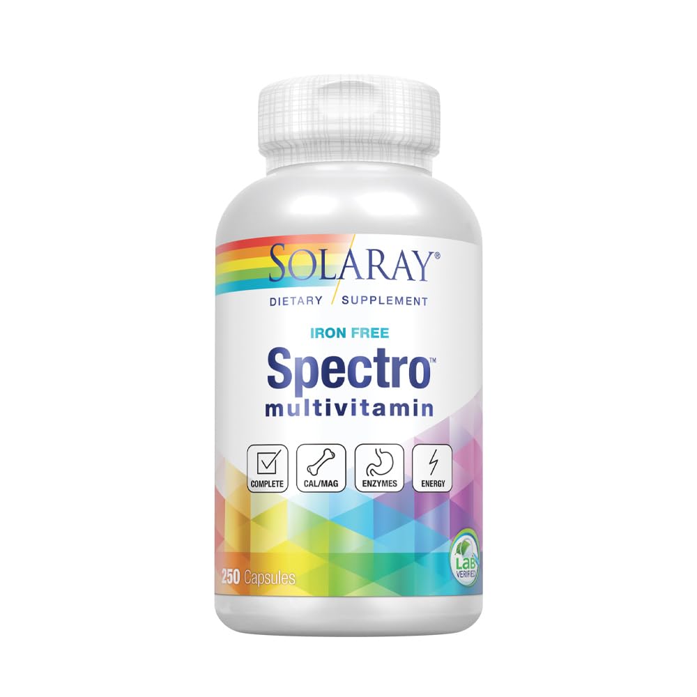 SOLARAY Spectro multivitamin bottle front showing a full daily wellness formula