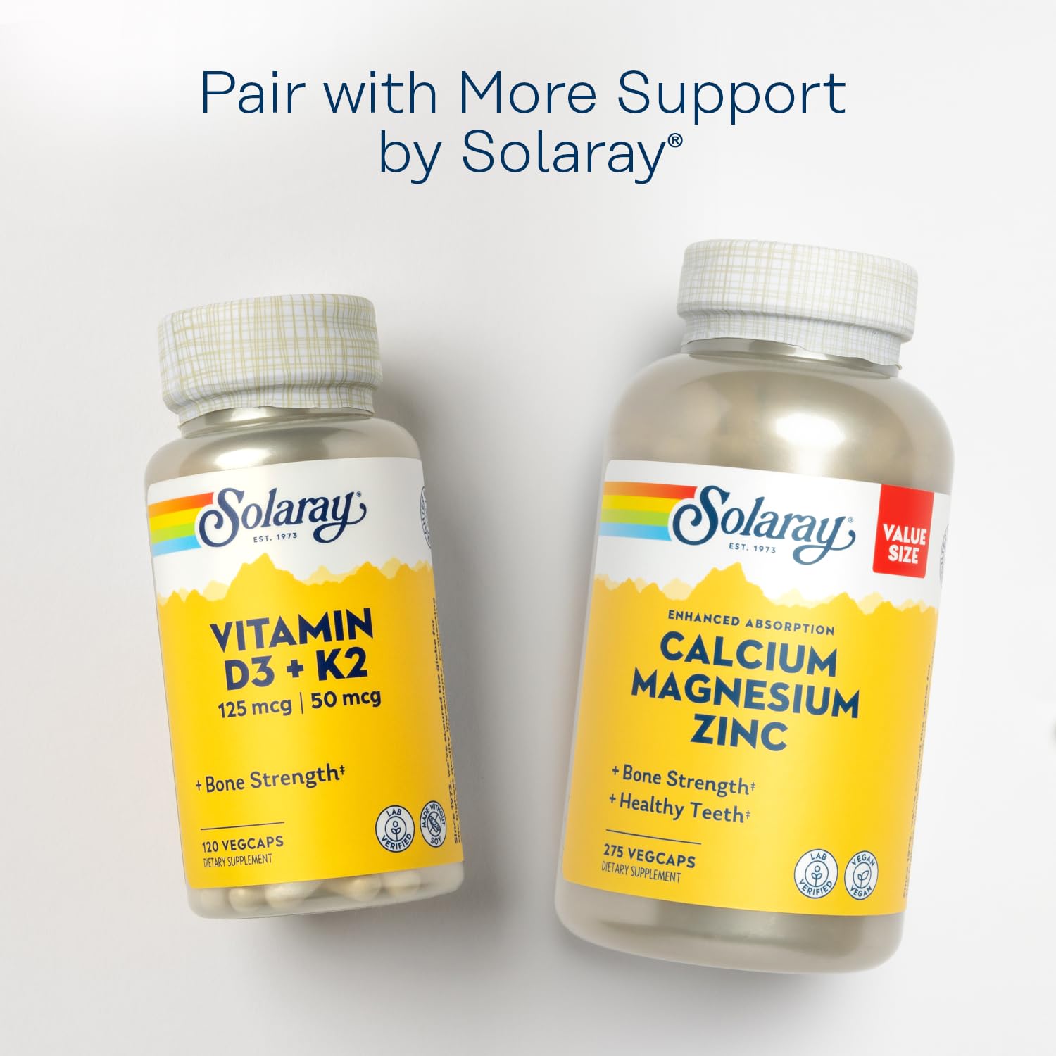 SOLARAY Spectro eco-packaging emphasizes 100% PCR bottles from recycled sources.