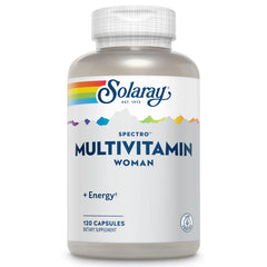 SOLARAY Spectro Woman bottle-front view highlights comprehensive daily vitamins.