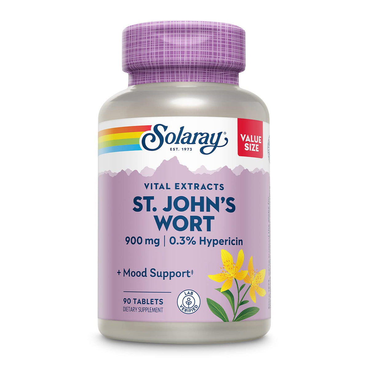 SOLARAY St. John's Wort 900mg bottle for daily mood support.