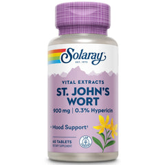SOLARAY St. John's Wort aerial extract bottle label with 900 mg daily dose.