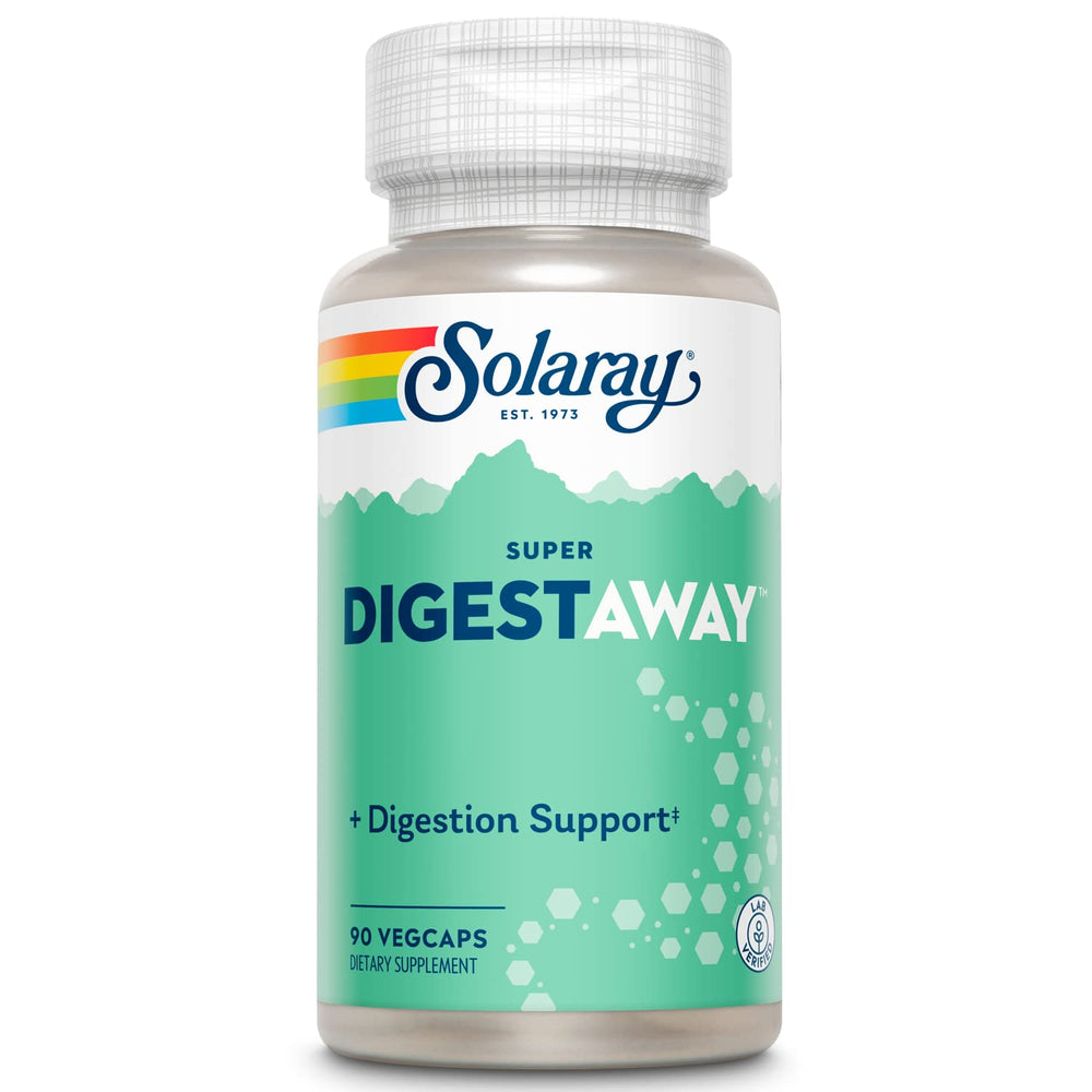 SOLARAY Super Digestaway bottle shown for easy daily digestive support.
