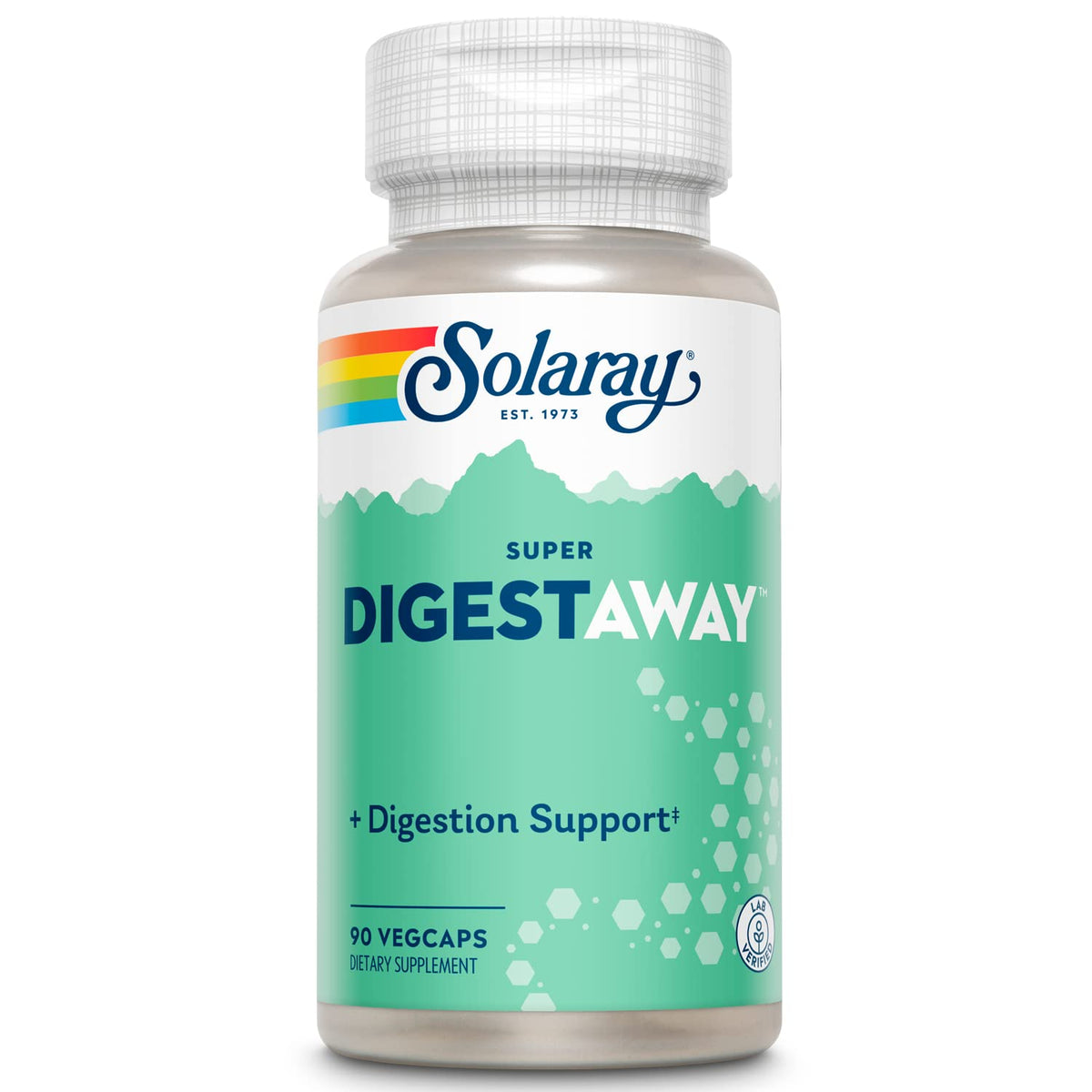 SOLARAY Super Digestaway bottle shown for easy daily digestive support.