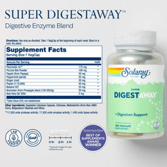 Close-up of Digestaway capsules highlighting the enzyme blend for digestion.