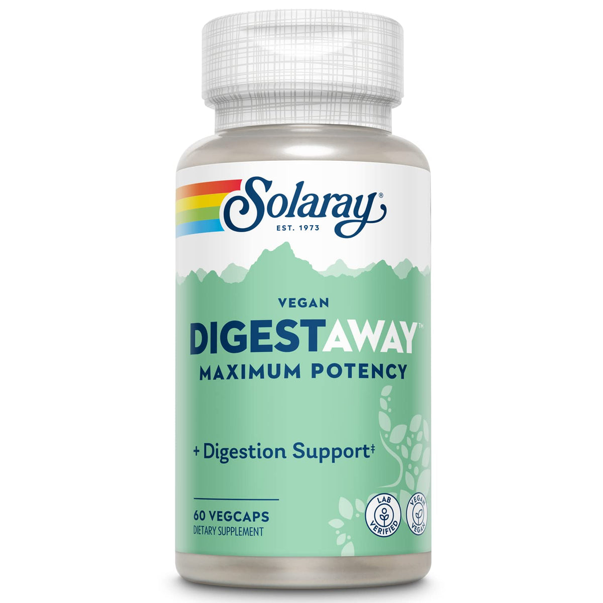 SOLARAY Super Digestaway plant enzymes bottle with veggie capsules for daily digestive support