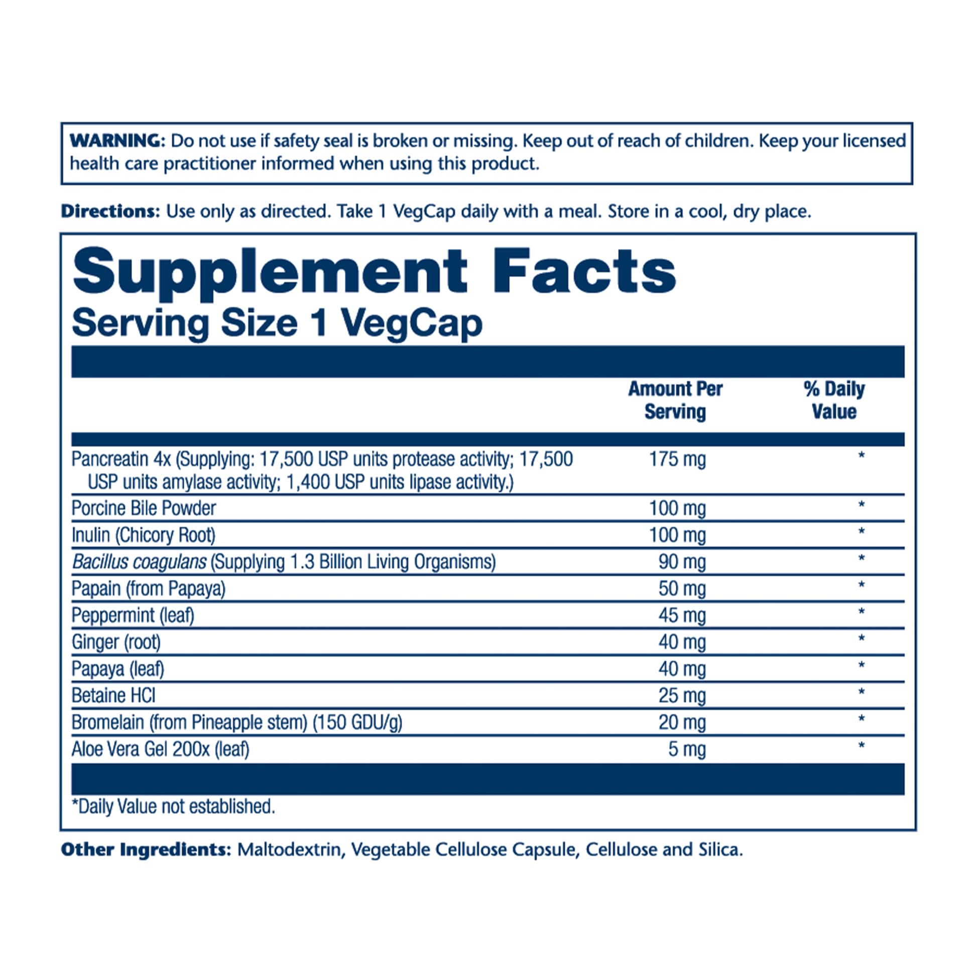 Solaray Super Digestaway Plus Probiotics capsules close-up showing enzyme and probiotic blend