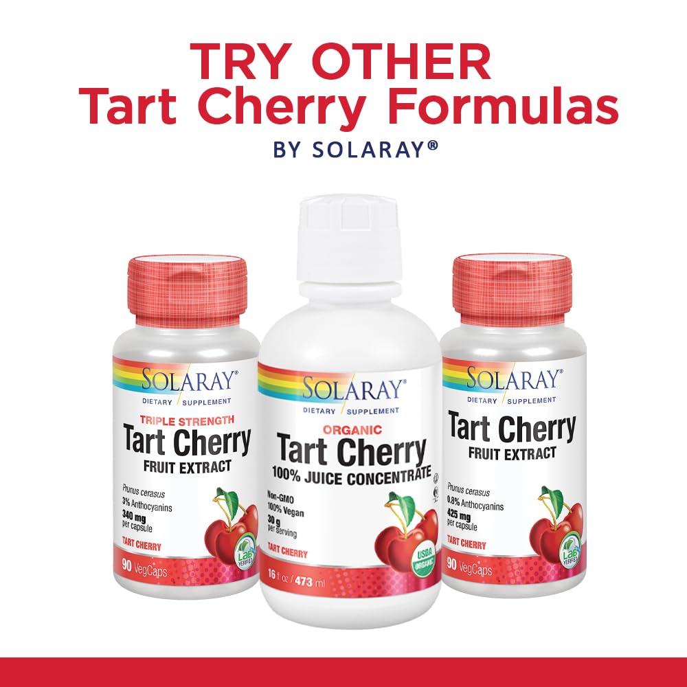 SOLARAY Tart Cherry Celery Seed packaging on shelf for quick recognition.