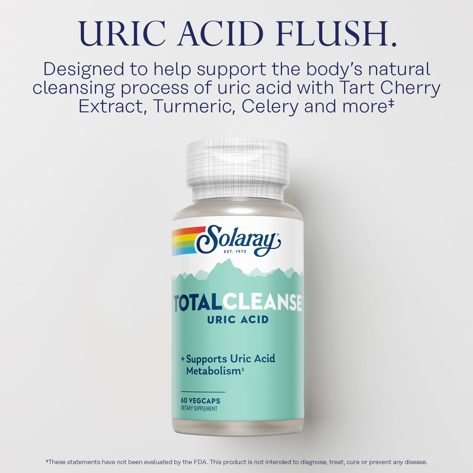 Solaray Total Cleanse celery seed capsules showcase natural metabolism support.