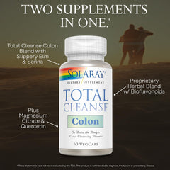 SOLARAY Total Cleanse Colon capsules poured showing easy daily intake.